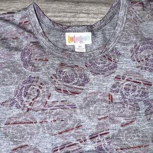 LuLaRoe Heather Gray and Purple Floral Kids Tee/Dress